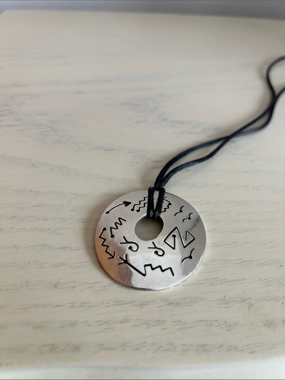 925 silver pendant with silk cord
